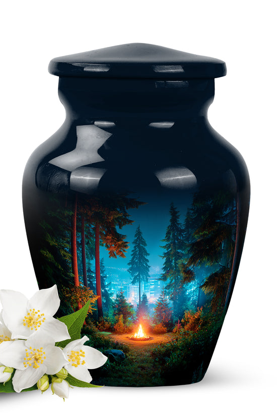 Black Resounding Campfire Memorial Urn for Ashes - 10-inch, 200 cu in - Karyliz