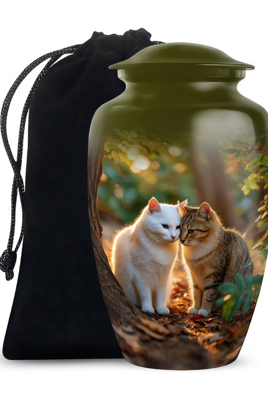 Two Cats Tribute Cremation Urn - Pet Memorial Urn For Ashes