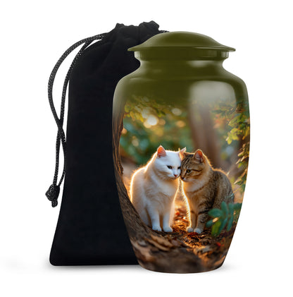 Two Cats Tribute Cremation Urn - Pet Memorial Urn For Ashes