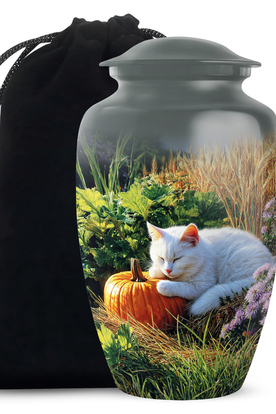 Peaceful Cat Memorial Urn - Aluminium Funeral Urn For Pet Ashes