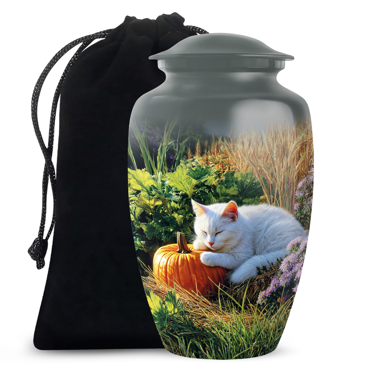 Peaceful Cat Memorial Urn - Aluminium Funeral Urn For Pet Ashes