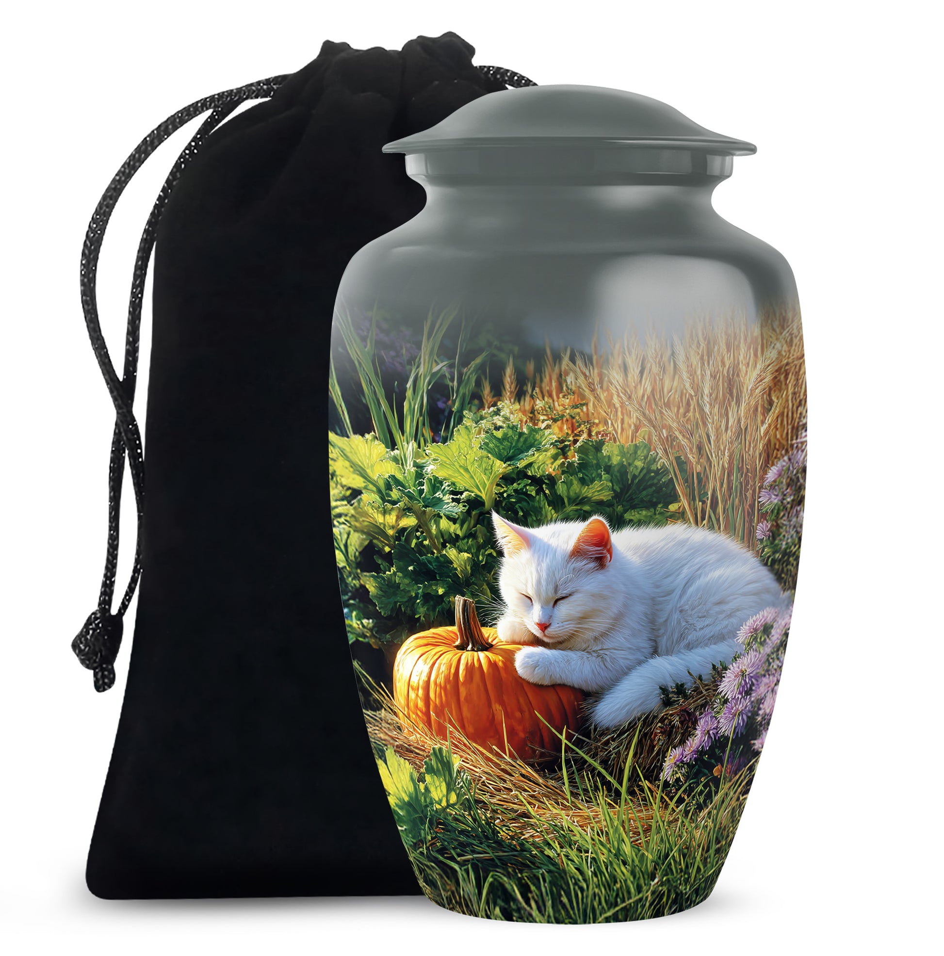 Peaceful Cat Memorial Urn - Aluminium Funeral Urn For Pet Ashes