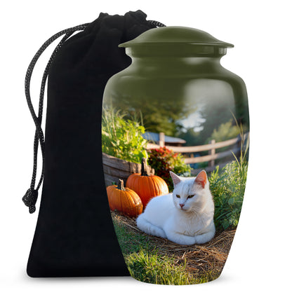 White Persian Cat Cremation Urn - Beautiful Theme Cremation Urn For Ashes