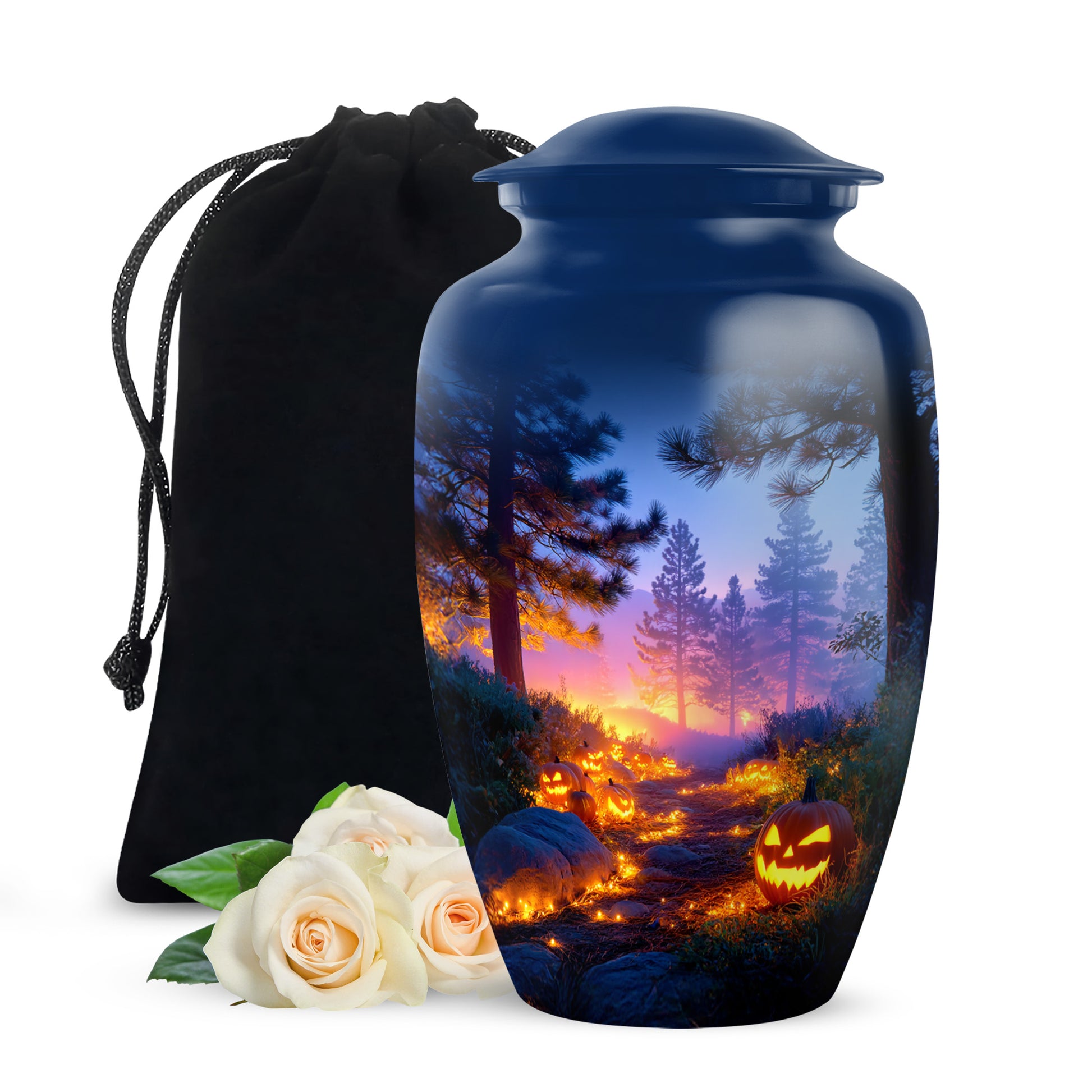 Halloween Pumpkin Forest Funeral Urn - Cremation Urn For Loved Ones