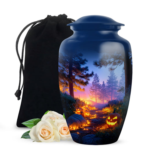 Halloween Pumpkin Forest Funeral Urn - Cremation Urn For Loved Ones
