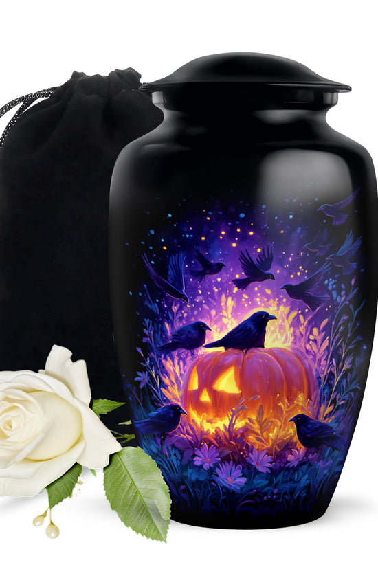Raven Bird Memorial Urn - Fantasy Halloween Urn For Adult Ashes