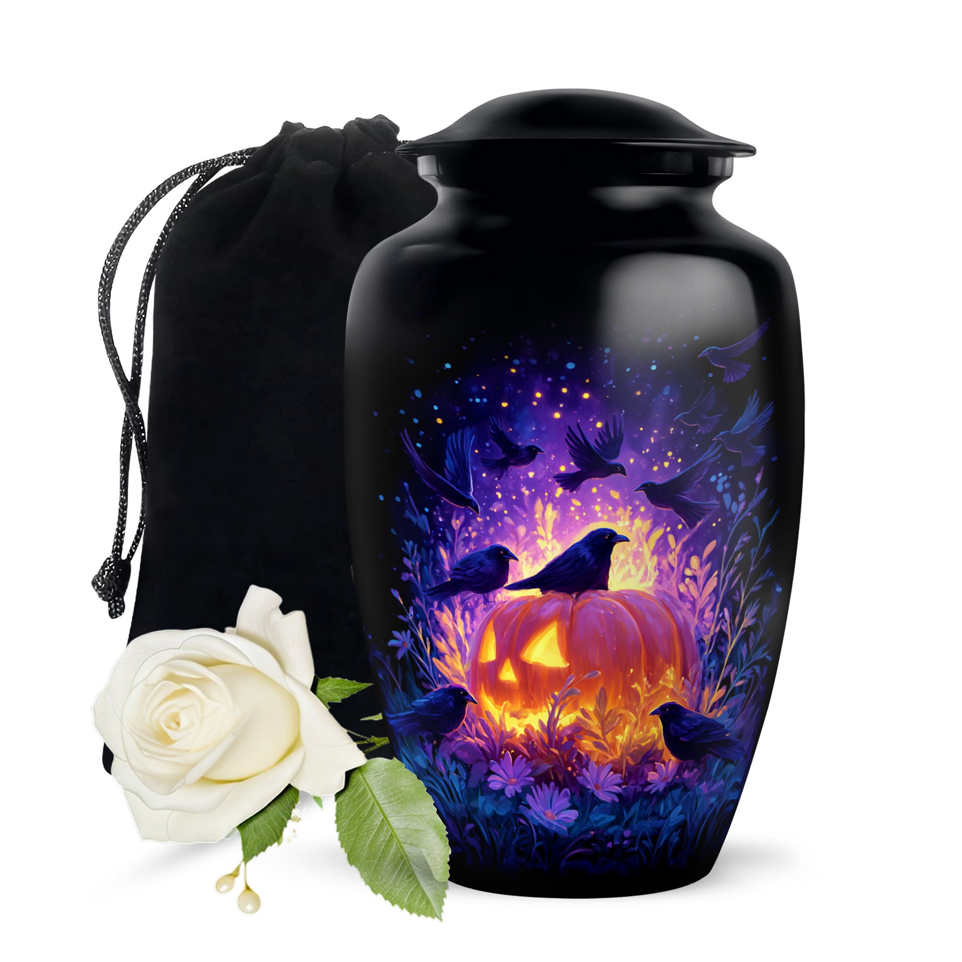 Raven Bird Memorial Urn - Fantasy Halloween Urn For Adult Ashes
