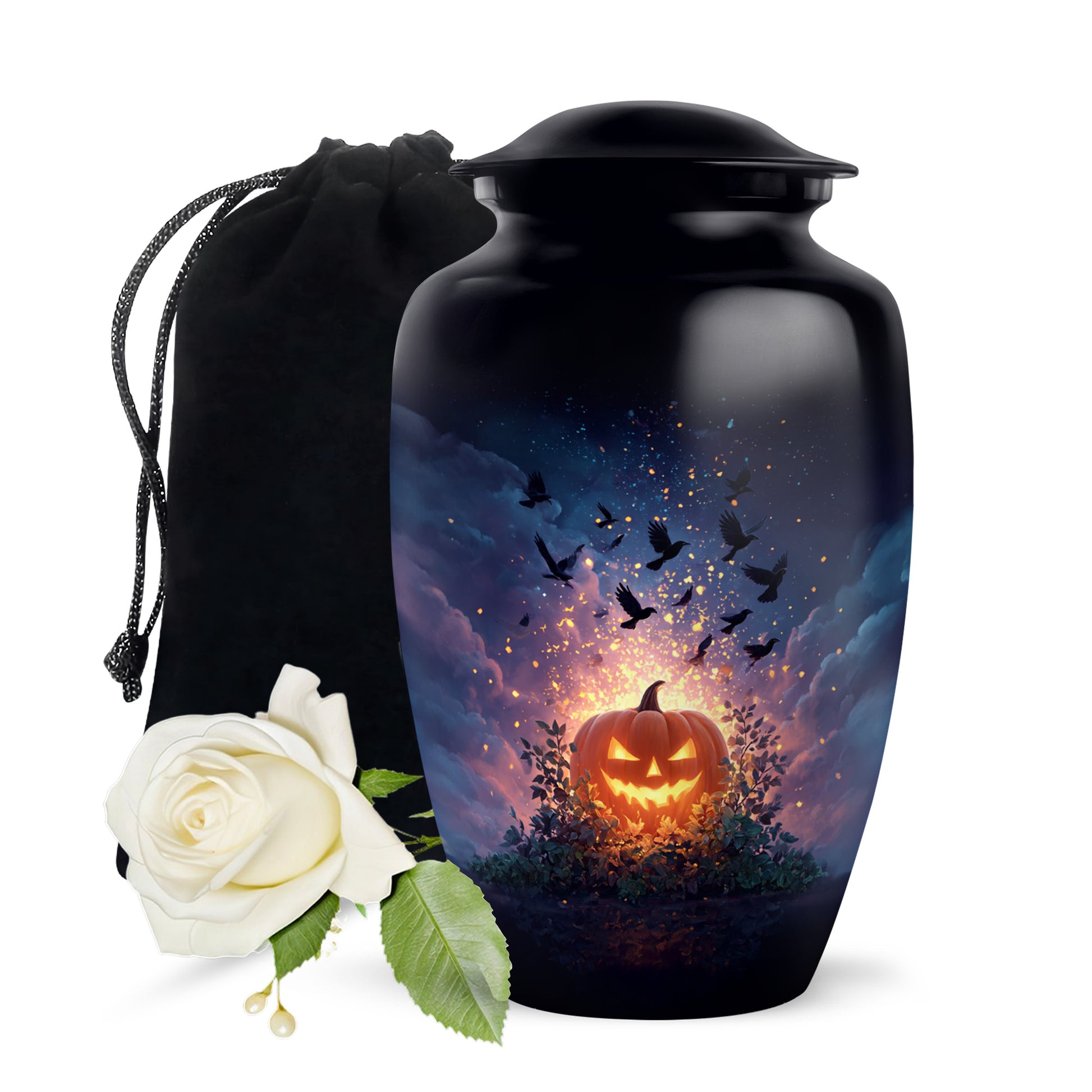 Halloween Crow Funeral Urn – Decorative Ashes Urn For Adult Ashes