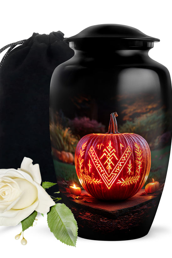 Halloween Cremation Urn - Glowing Pumpkin Memorial Urn For Burial
