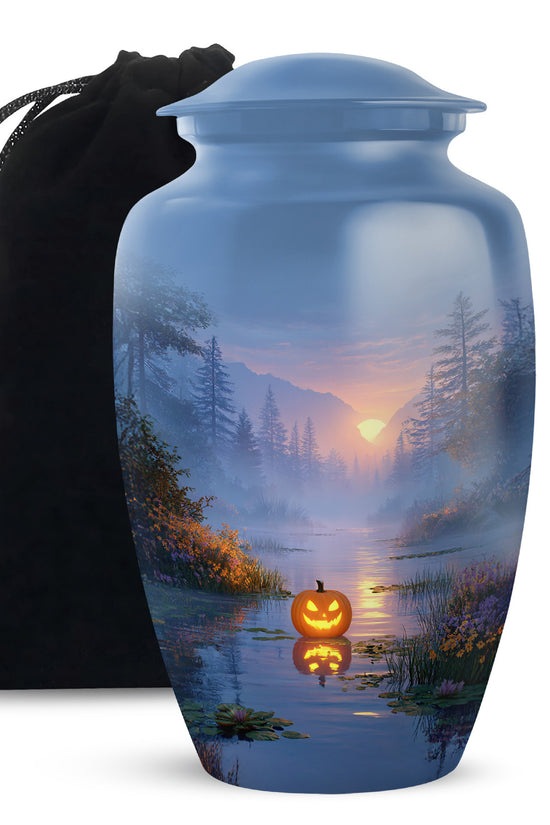 Halloween Forest Memorial Urn - Sunset Nature Funeral Urn For Adult Ashes