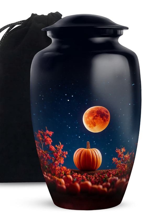 Red Moonlight Cremation Urn - Halloween Pumpkin Funeral Urn For Human Ashes