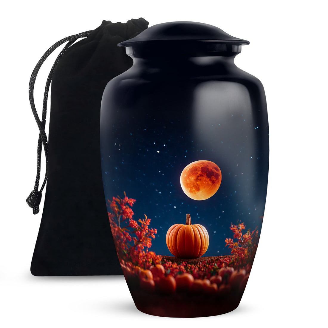 Red Moonlight Cremation Urn - Halloween Pumpkin Funeral Urn For Human Ashes