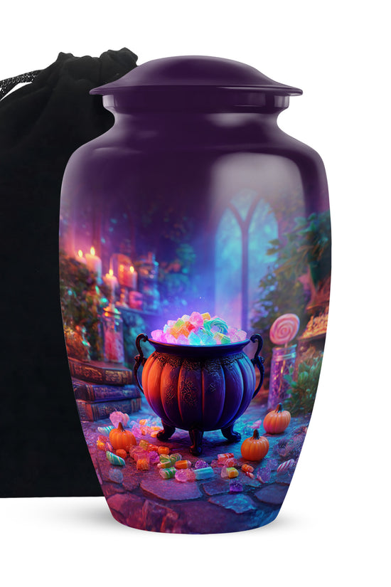 Decorative Cremation Urn - Halloween Cauldron Memorial Urn For Burial