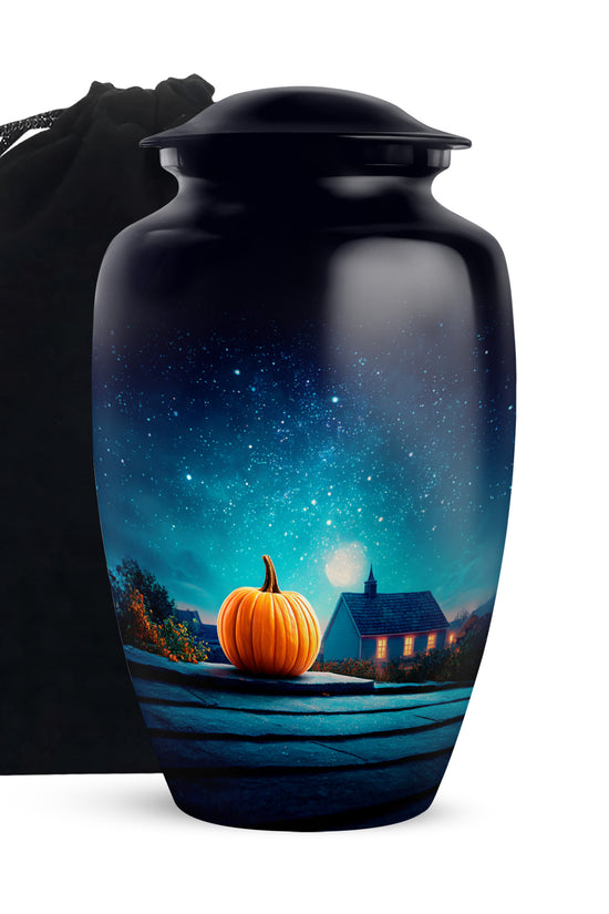 Halloween Pumpkin Night Memorial Urn - Cremation Urn For Ashes