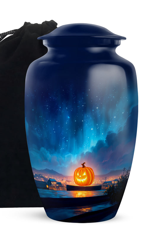 Glowing Pumpkin Memorial Urn - Halloween Day Theme Funeral Urn For Ashes