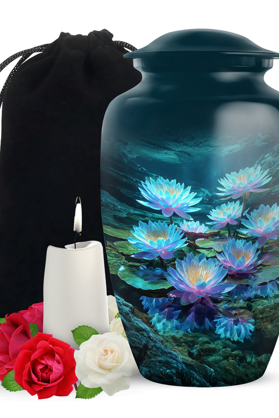 Lotus Cremation Theme Urn - Decorative Funeral Urn For Human Ashes