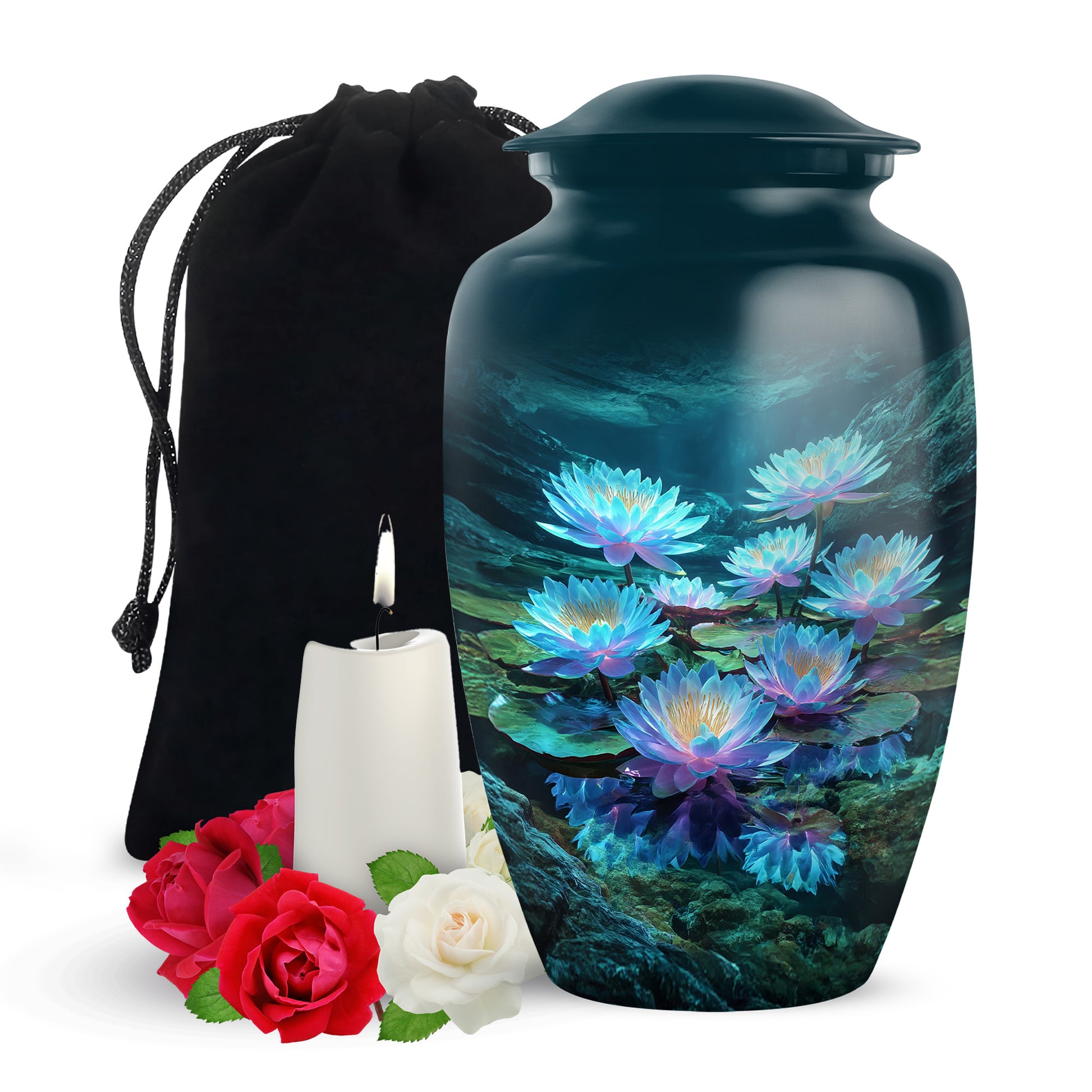 Lotus Cremation Theme Urn - Decorative Funeral Urn For Human Ashes