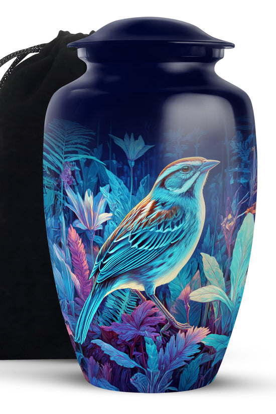 Blue Bird Memorial Urn - Aluminium Cremation Urn for Adult Human Ashes