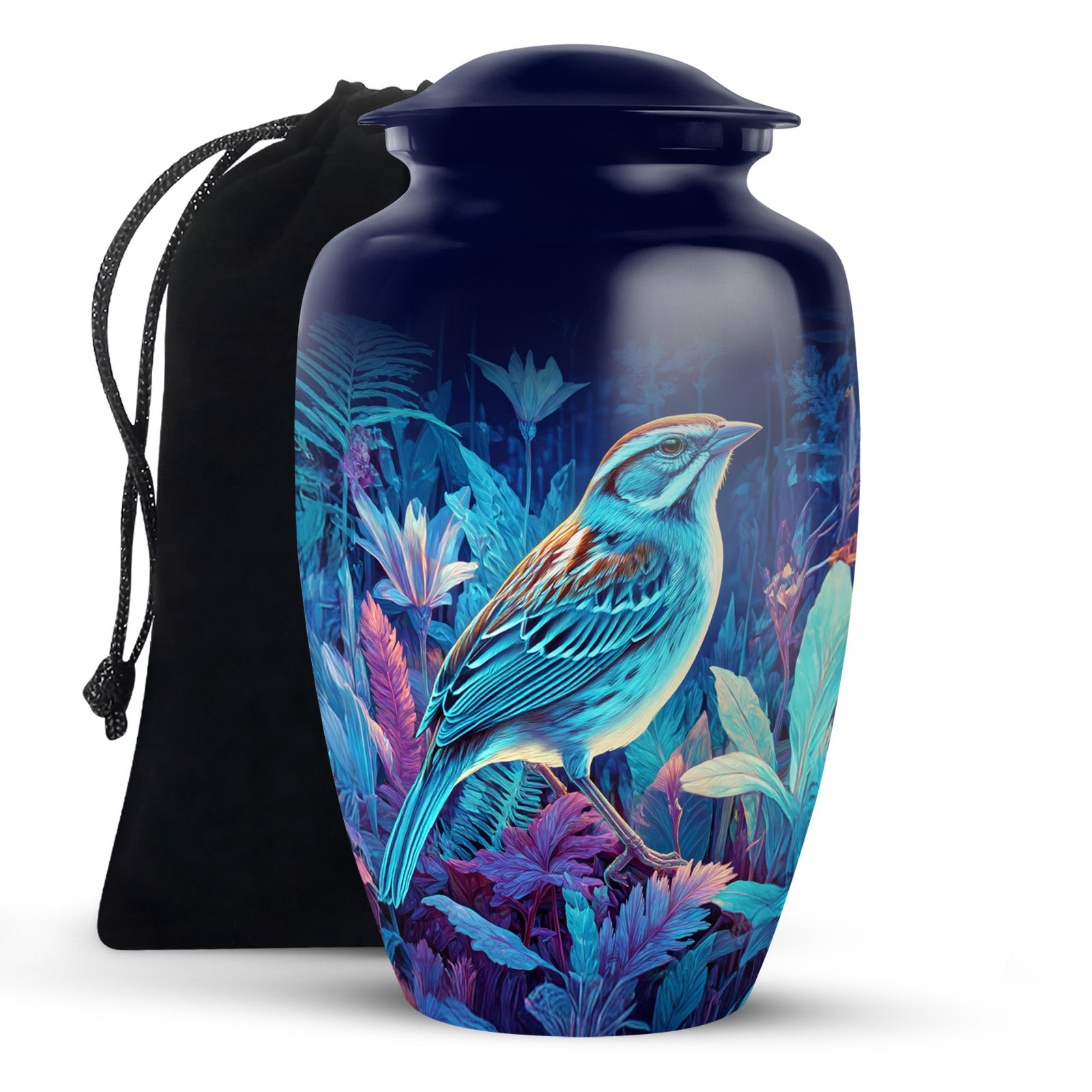 Blue Bird Memorial Urn - Aluminium Cremation Urn for Adult Human Ashes