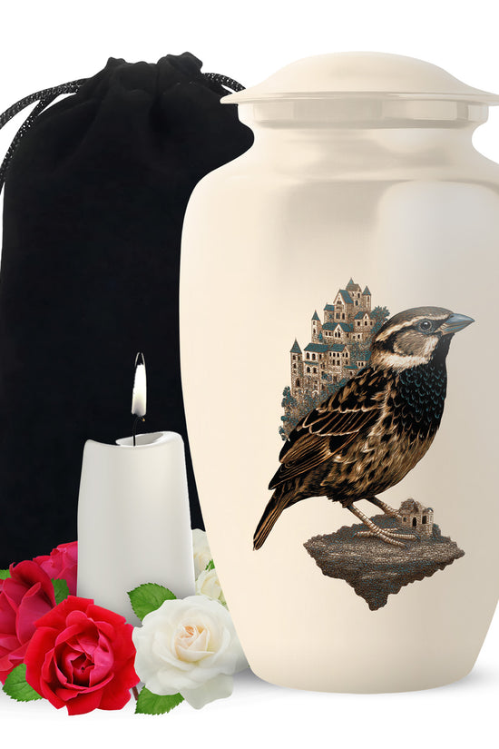 Bird Funeral Urn – Artistic Beige Funeral Urn for Burial