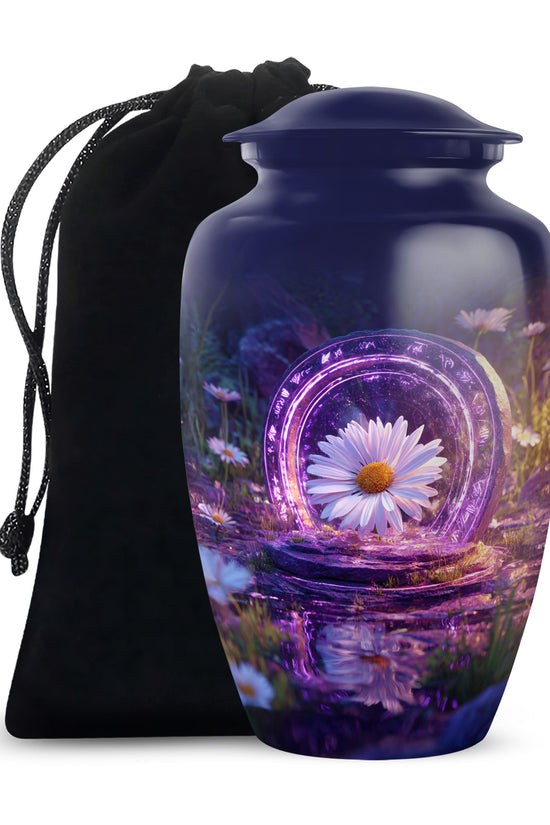 Daisy Memorial Urn - Purple Theme Cremation Urn For Male & Female Ashes