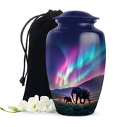 Elephant Theme Funeral Urn - Aurora Borealis Theme Cremation Urn For Ashes