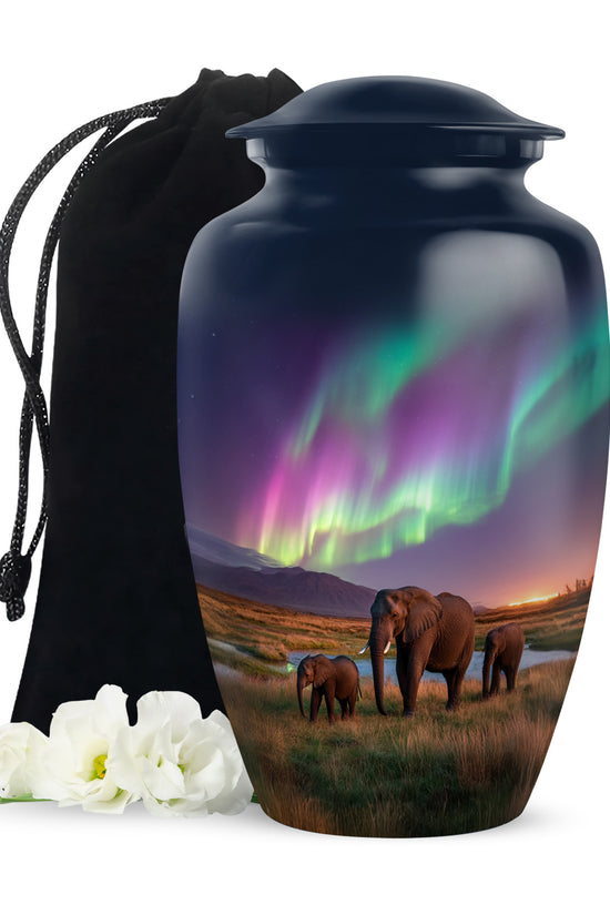 Elephant Family Theme Cremation Urn - Aluminium Memorial Urn For Loved Ones