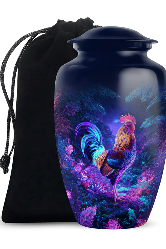 Tropical Neon Hen Urn - Elegant Memorial Urn For Loved Ones