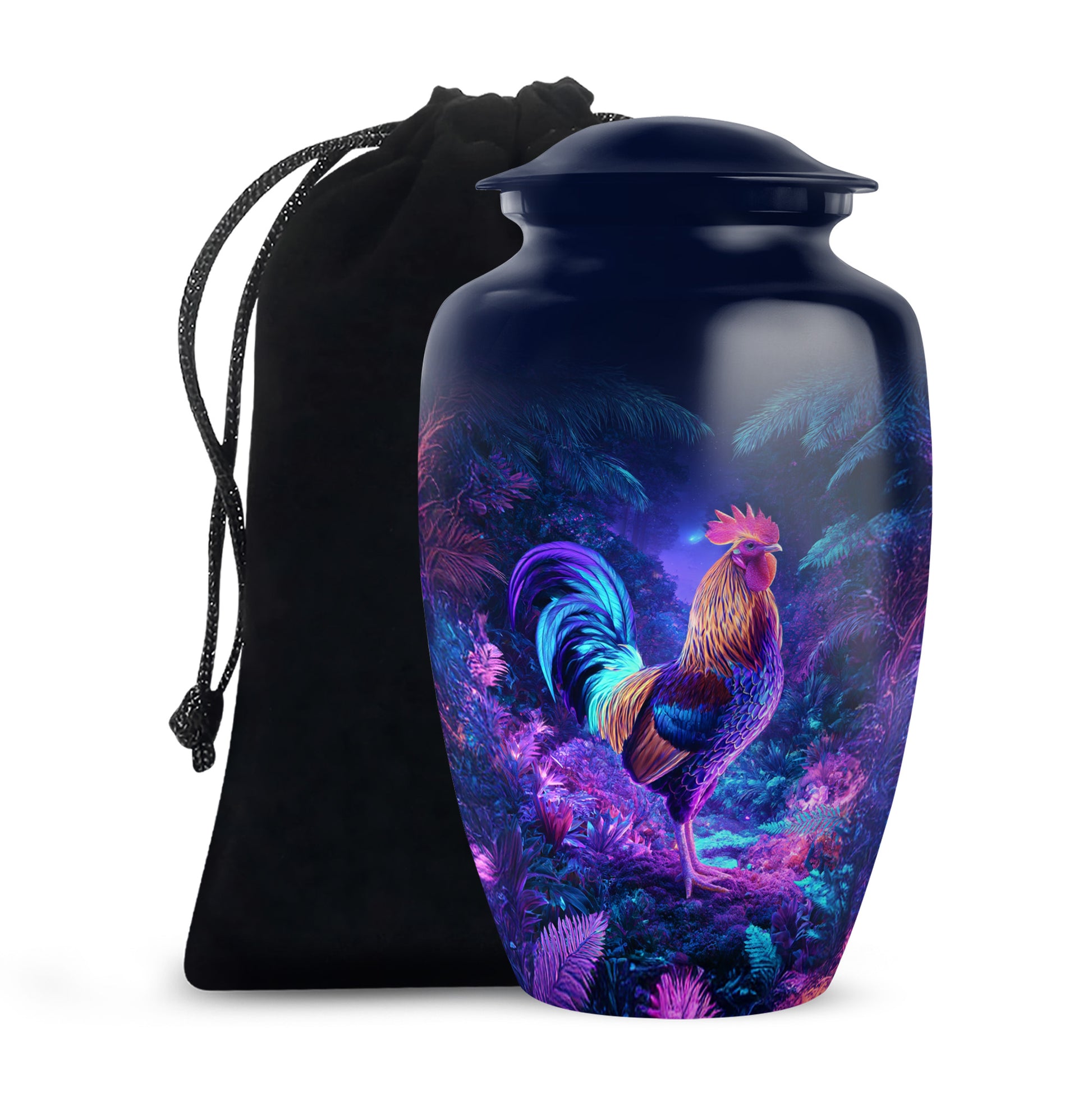 Tropical Neon Hen Urn - Elegant Memorial Urn For Loved Ones