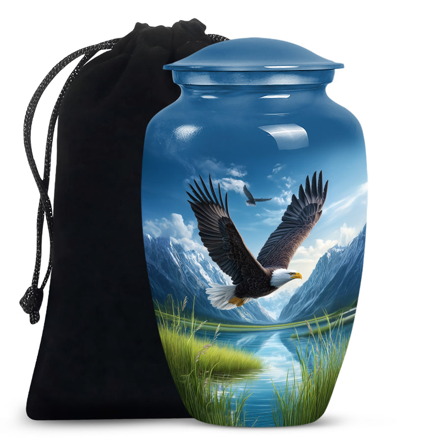 Flying Eagle Funeral Urn - Scenic Nature Cremation Urn For Loved Ones
