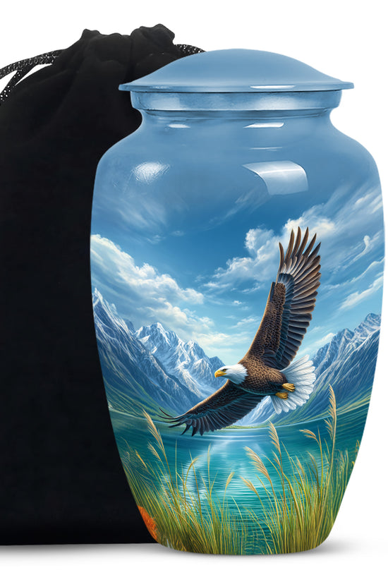 Beautiful Flying Eagle Cremtion Urn - Aluminium Memorial Urn For Loved Ashes