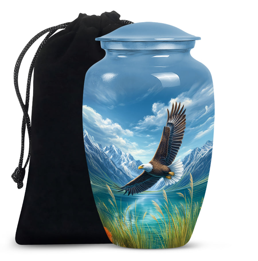 Beautiful Flying Eagle Cremtion Urn - Aluminium Memorial Urn For Loved Ashes