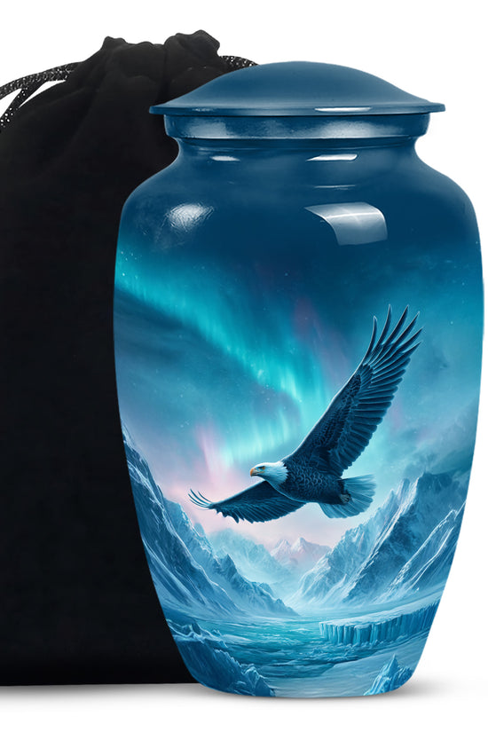 Flying Eagle Memorial Urn - Northern Lights Funeral Urn For Human Ashes