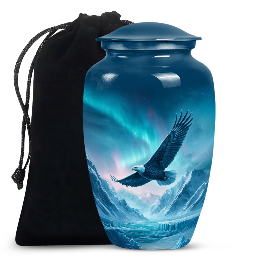 Flying Eagle Memorial Urn - Northern Lights Funeral Urn For Human Ashes
