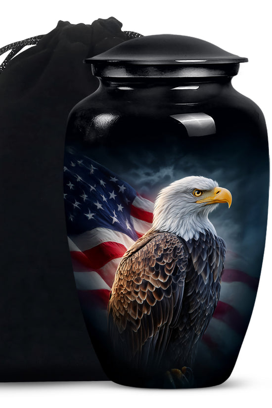 American Flag Memorial Urn - Military Theme Funeral Urn For Adult Ashes