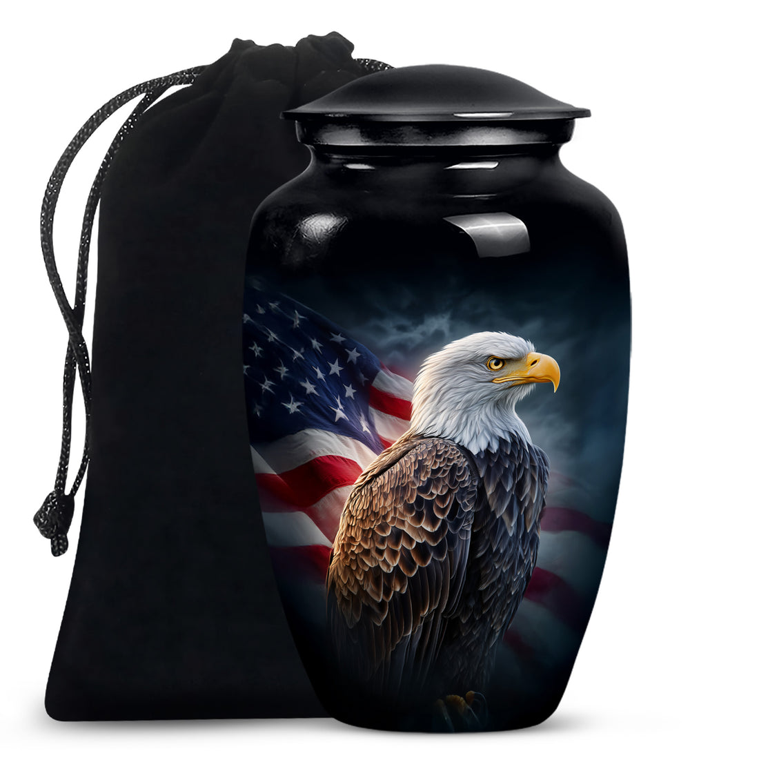 American Flag Memorial Urn - Military Theme Funeral Urn For Adult Ashes