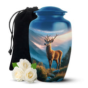 Majestic Deer Cremation Urn - Mountain Scenic Landscape Urn For Ashes