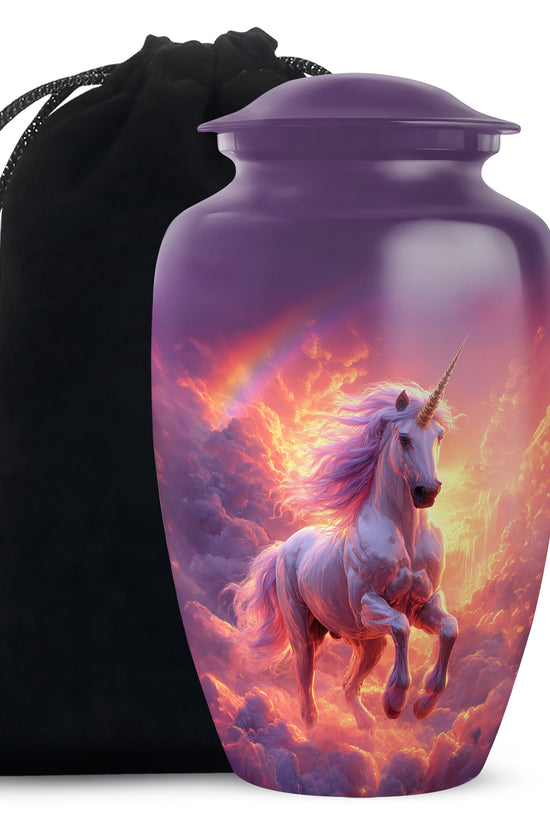 Unicorn Theme Funeral Urn - Spiritual Theme Memorial Urn For Adult Ashes