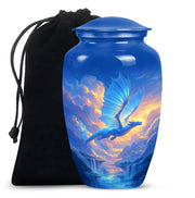Blue Flying Dragon Cremation Urn - Beautiful Funeral Urn For Burial