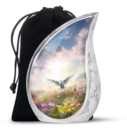 Dove Bird Cremation Urn - White Funeral Urn For Loved Ones