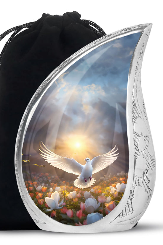 Floral Dove Memorial Urn For Ashes - Elegant Funeral Urn For Adult Ashes