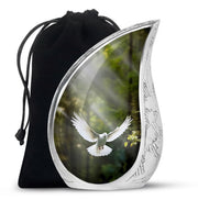 Flying Dove Theme Funeral Urn - Aluminium Large Urn For Male