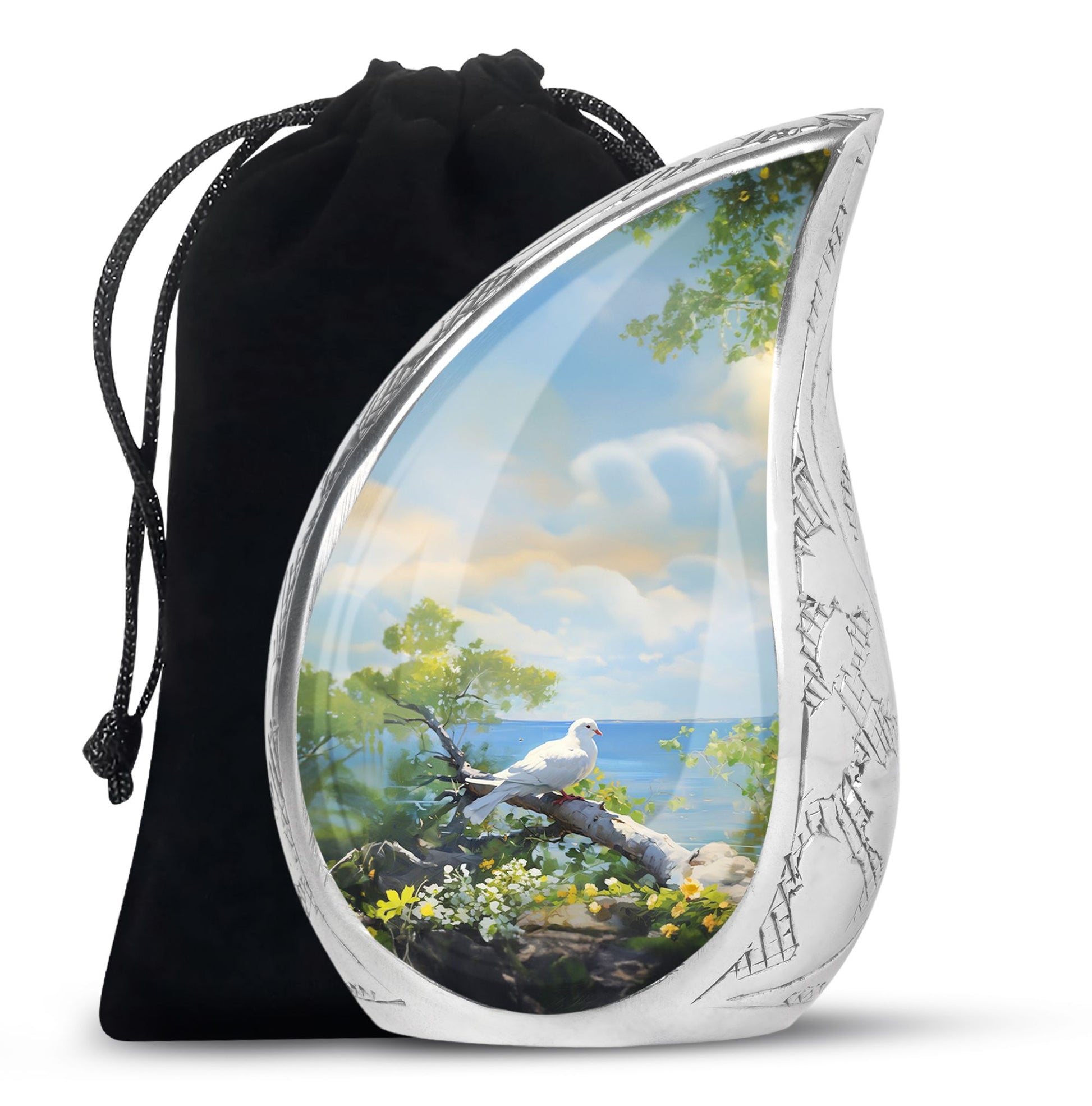 Artistic Theme Memorial Urn - Dove Bird Memorial Urn For Adult Ashes