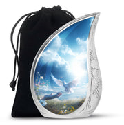 Spiritual White Dove Cremation Urn - Scenic Nature Memorial Urn For Burial
