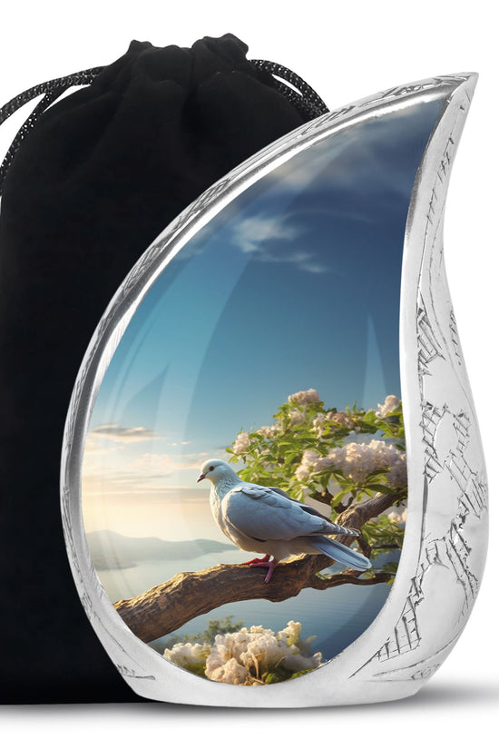 Dove Theme Funeral Urn - Aluminum Urn For Loved Ones