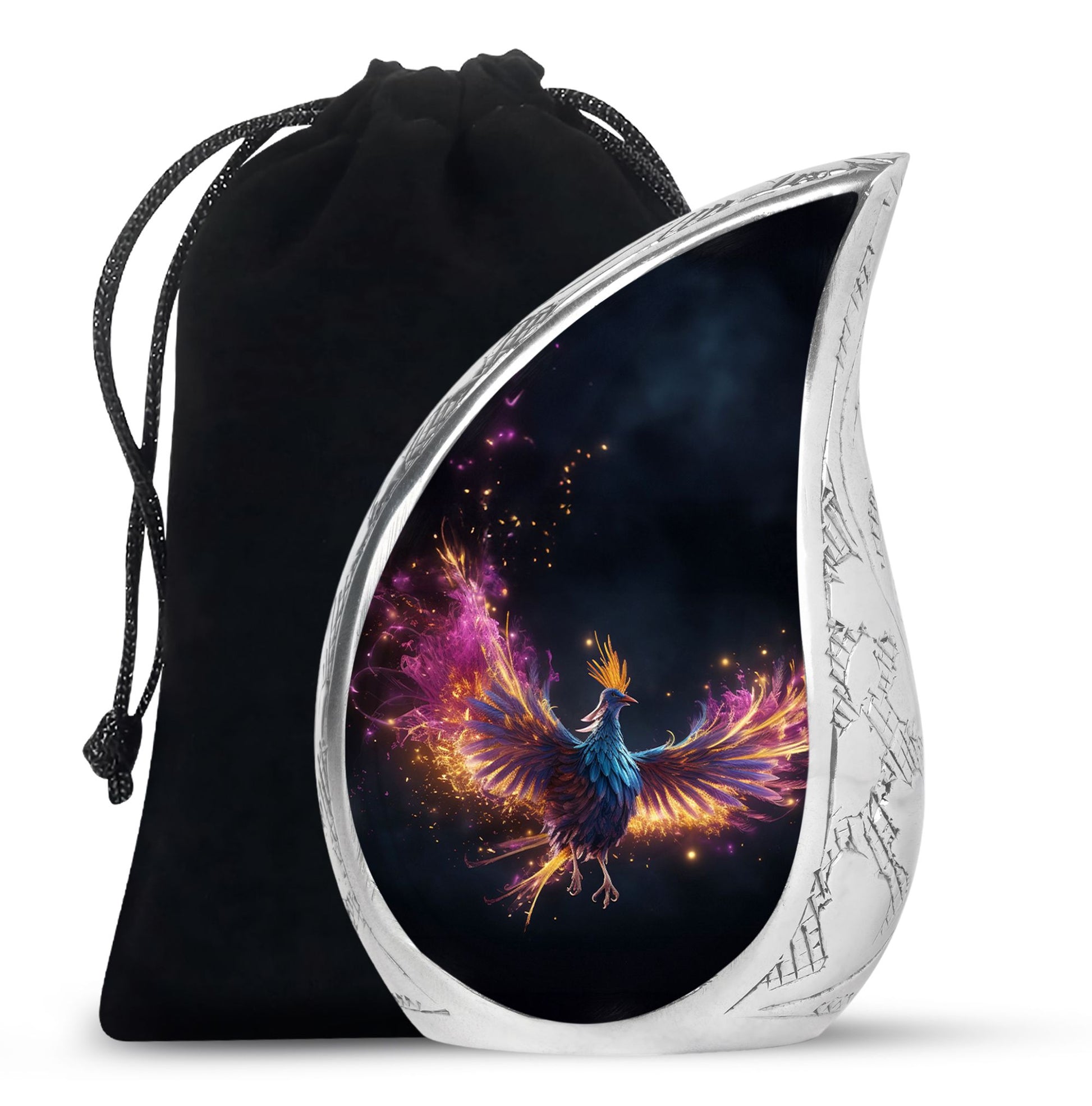 Colourful Phoenix Cremation Urn - Large Aluminum Urn For Ashes