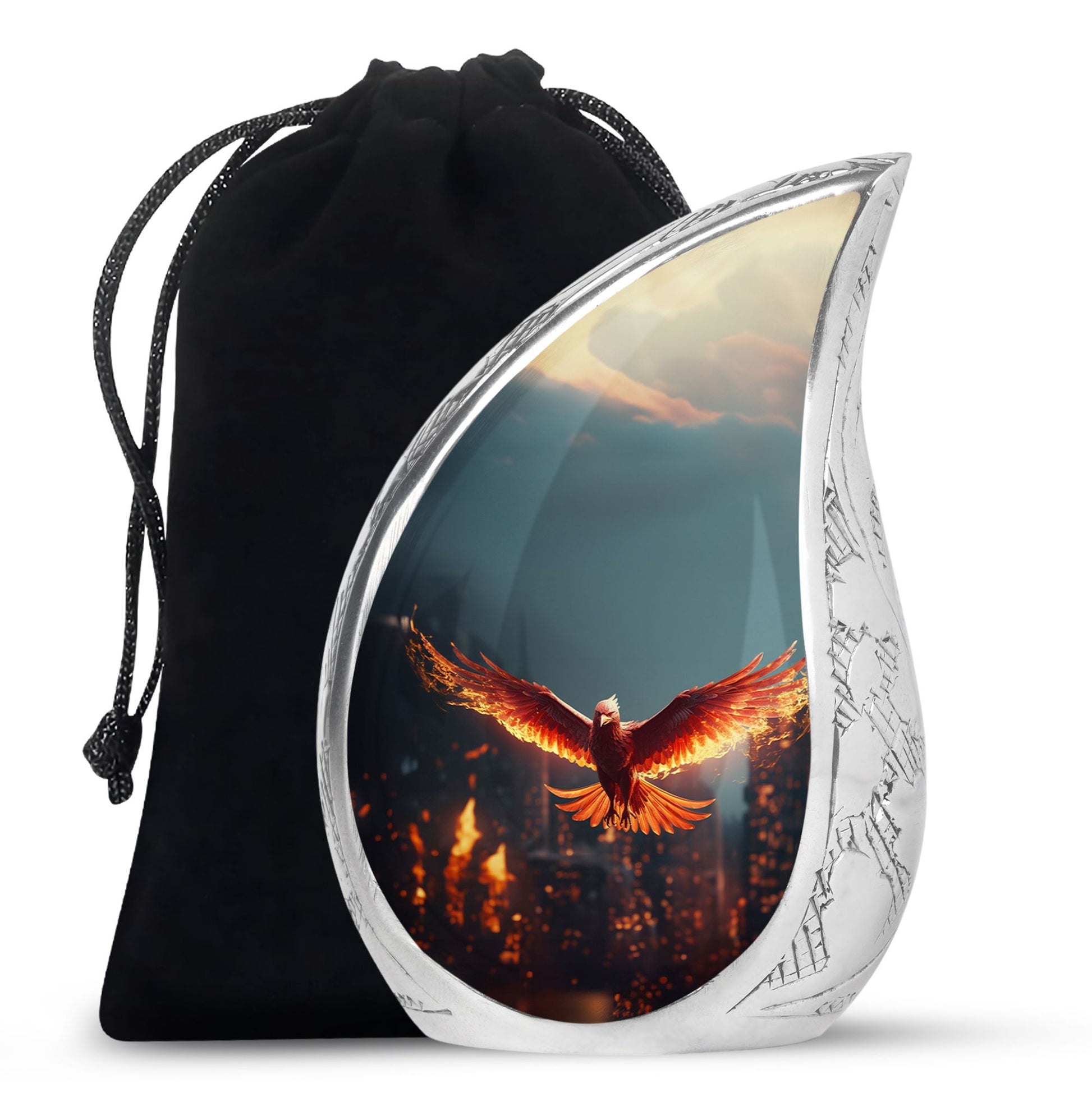 Burning Phoenix Memorial Urn - Unique Fantasy Urn For Male