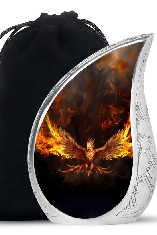 Phoenix Cremation Urn - Black Aluminium Urn For Adult Ashes