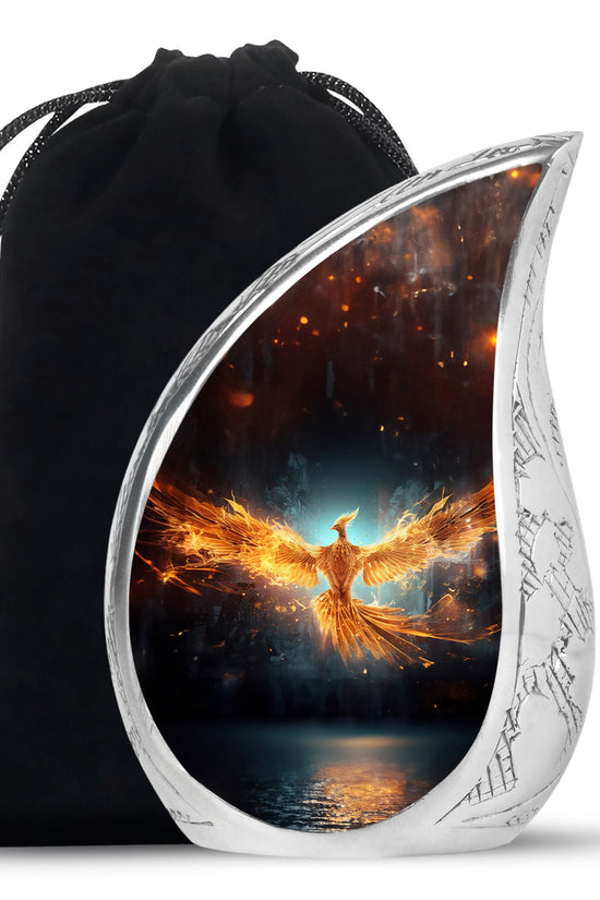 Golden Flame Funeral Urn - Decorative Ashes Urn For Men & Women