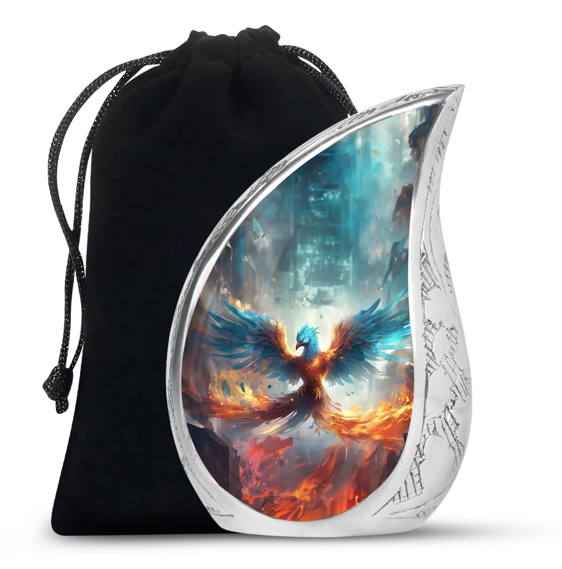 Blue Flame Phoenix Urn - Spiritual Tribute Urn for Men & Women